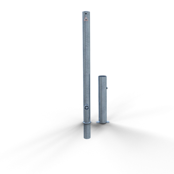 Barrier posts | Steel tube  60 x 2,5 mm | removable | with triangular locking mechanism | hot-dip galvanized | without eyelet